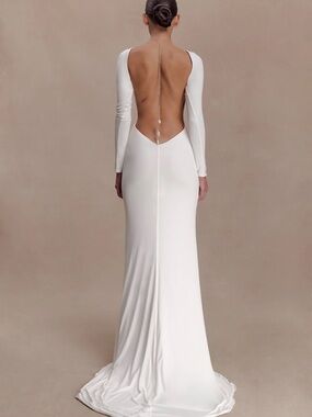 long white beach dress with sleeves Sheath Long Sleeve Ivory Lace Wedding Dress Beach Wedding Dress TN129 US8 / Ivory